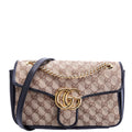 Gucci 443497 Marmont GG Canvas Shoulder Small Flap Tan/Black