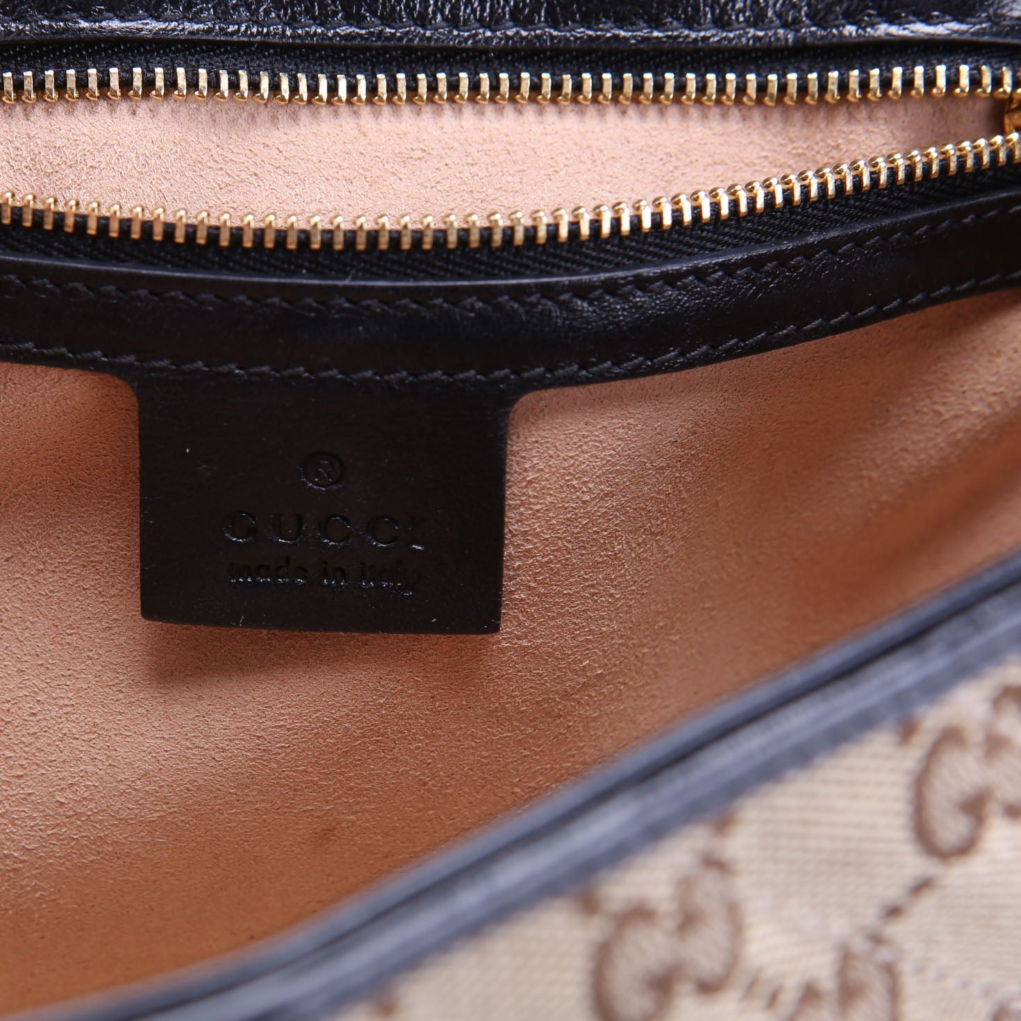 Gucci 443497 Marmont GG Canvas Shoulder Small Flap Tan/Black