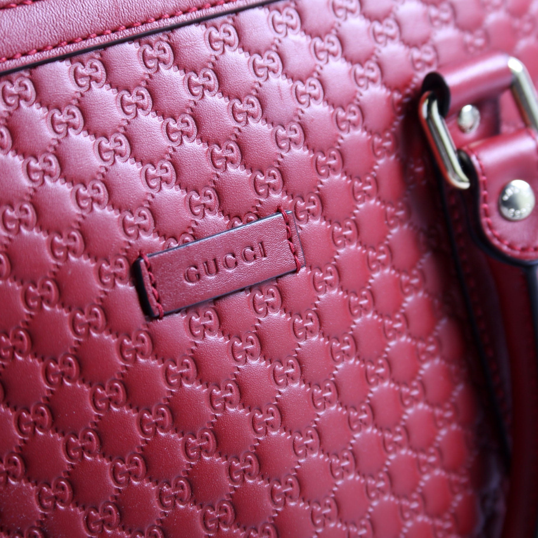 449663 Guccissima Dome Bag Medium Red