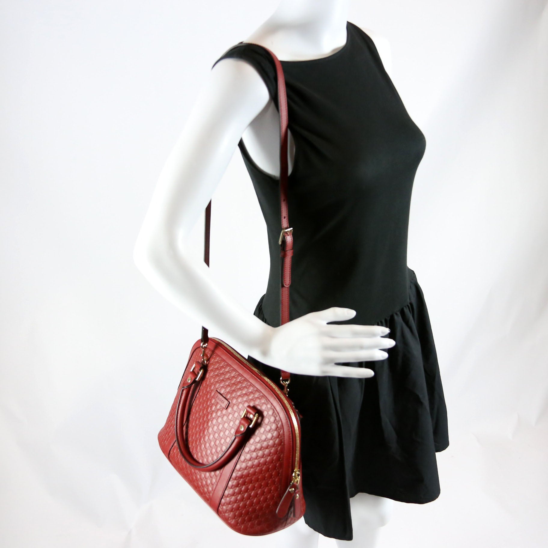 449663 Guccissima Dome Bag Medium Red