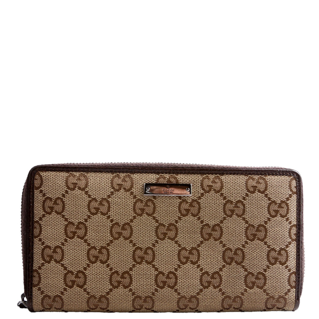 112724 GG Canvas Zip Around Wallet Brown