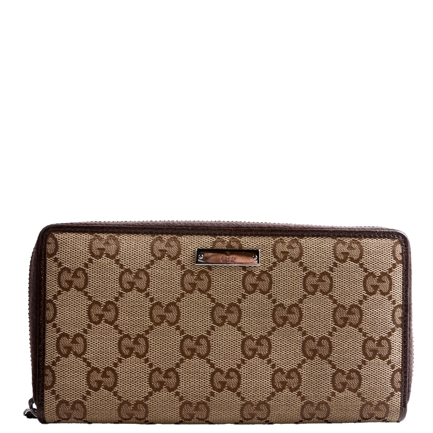 112724 GG Canvas Zip Around Wallet Brown