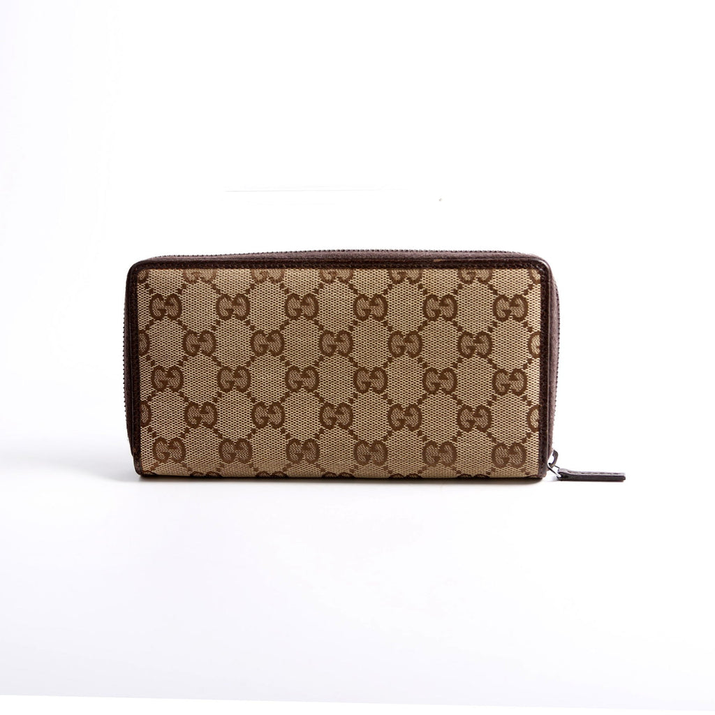 112724 GG Canvas Zip Around Wallet Brown