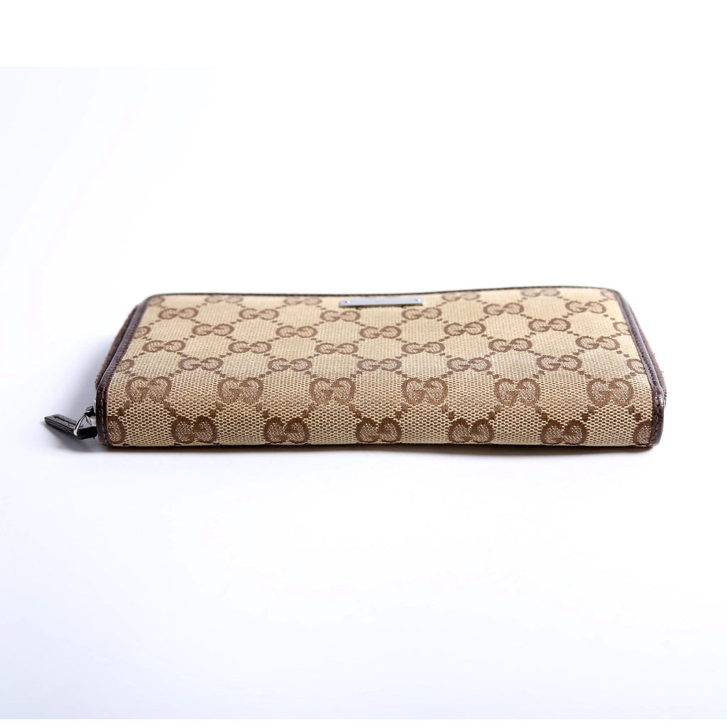 112724 GG Canvas Zip Around Wallet Brown