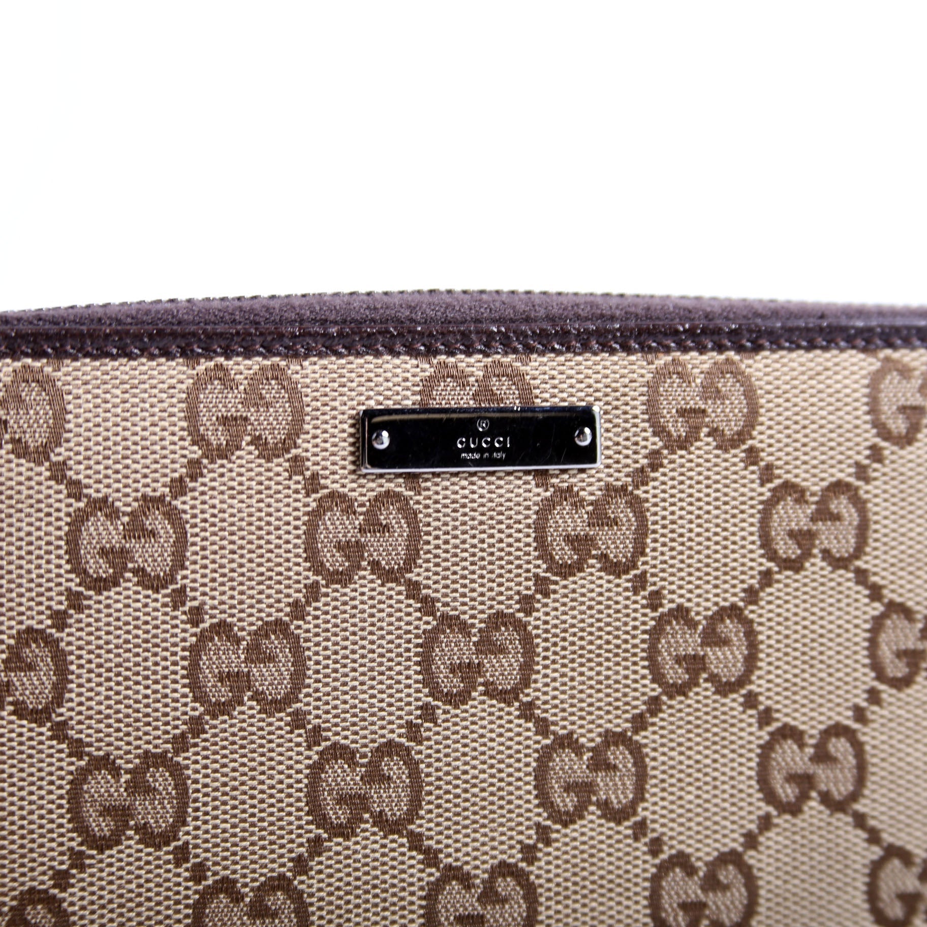 112724 GG Canvas Zip Around Wallet Brown