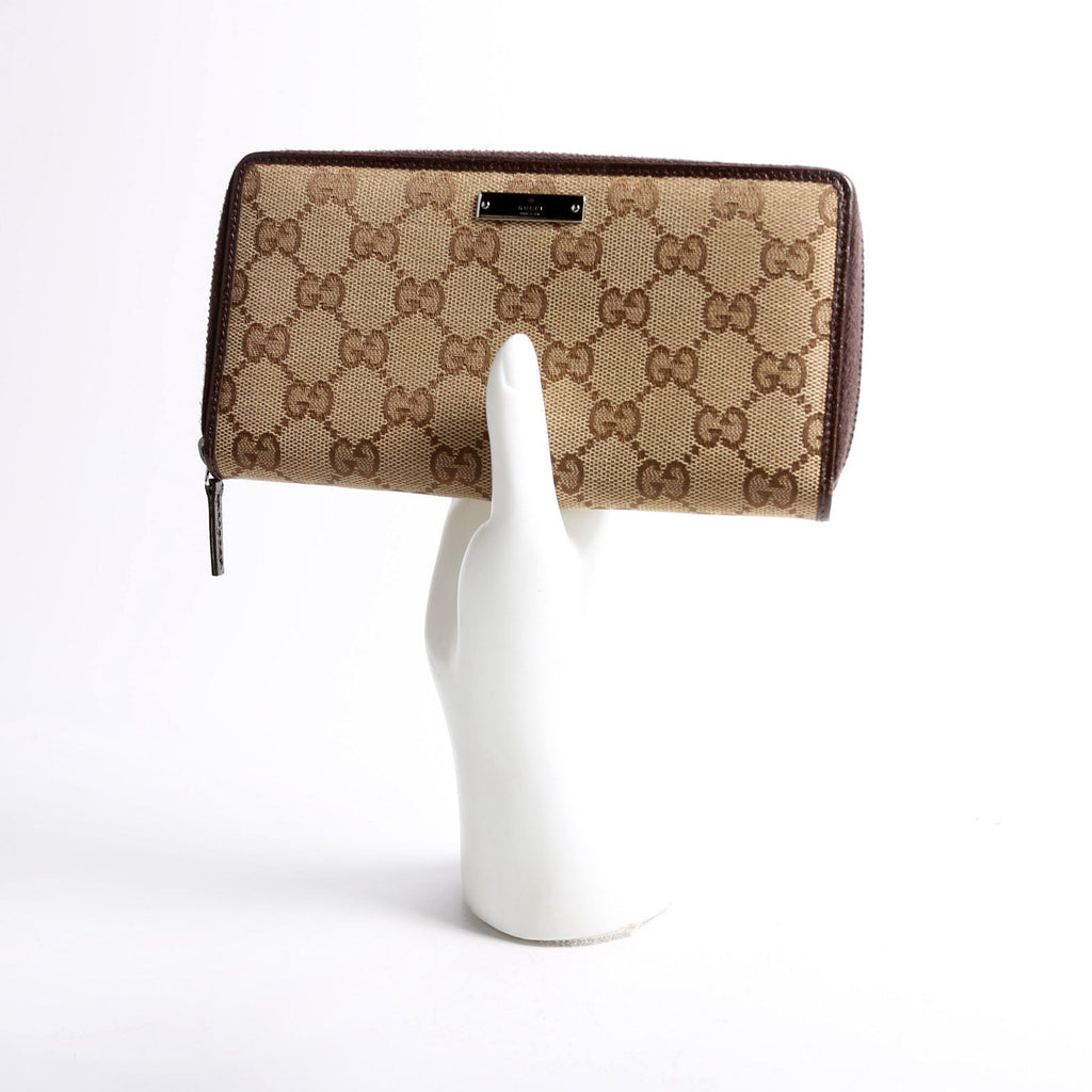 112724 GG Canvas Zip Around Wallet Brown