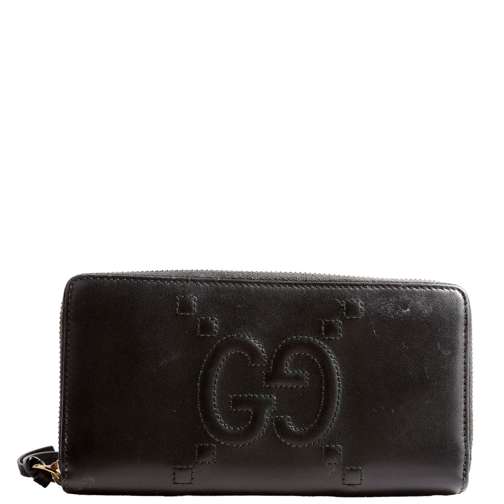 Gucci 453393 Jumbo GG Zip Around Wallet Black
