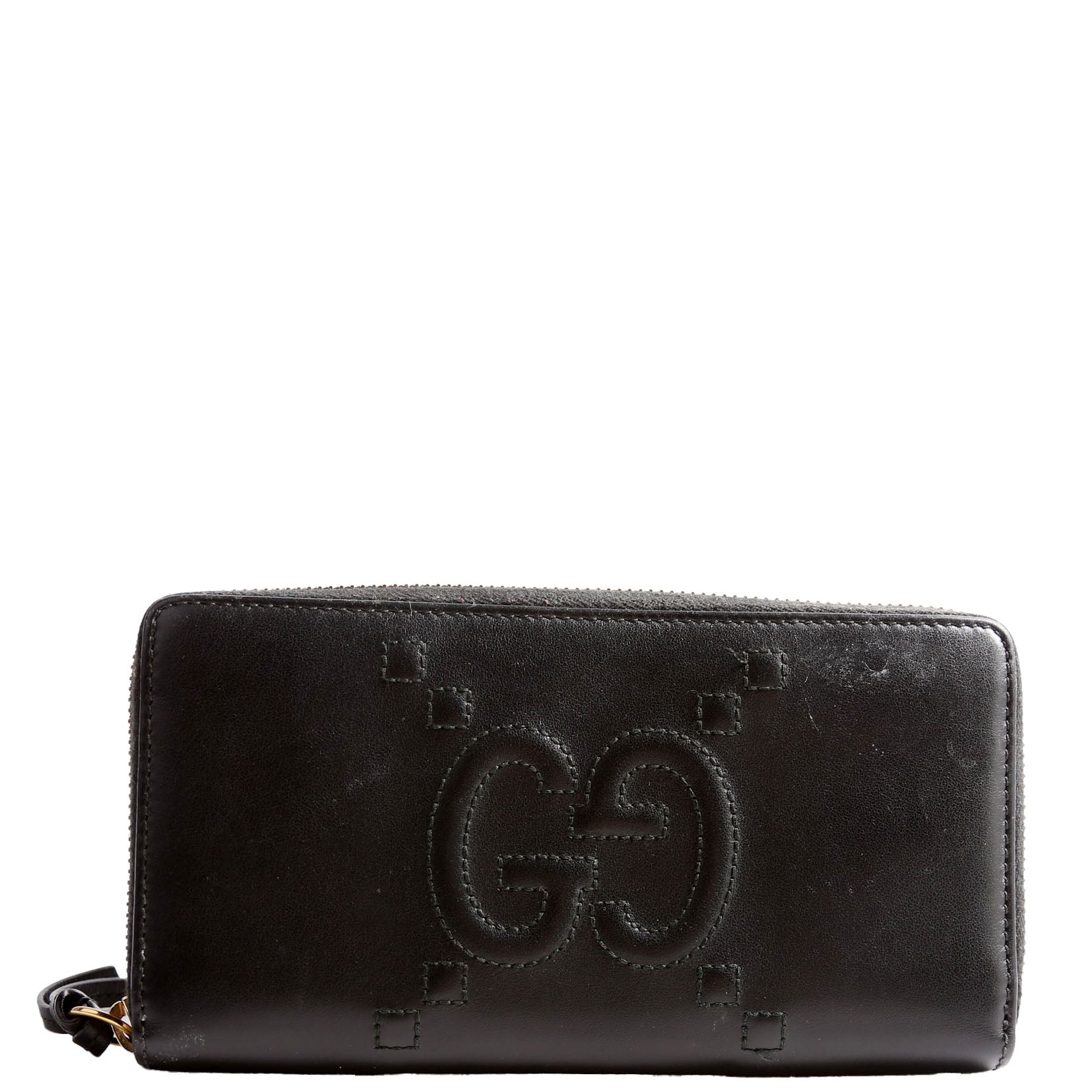 Gucci 453393 Jumbo GG Zip Around Wallet Black