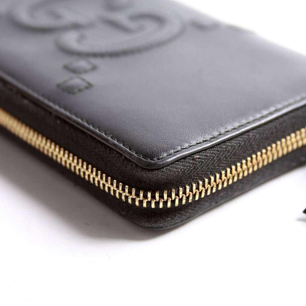 Gucci 453393 Jumbo GG Zip Around Wallet Black