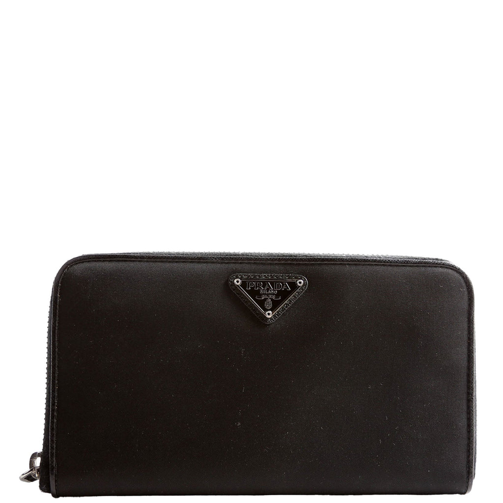 Nylon Long Zip Around Wallet Black