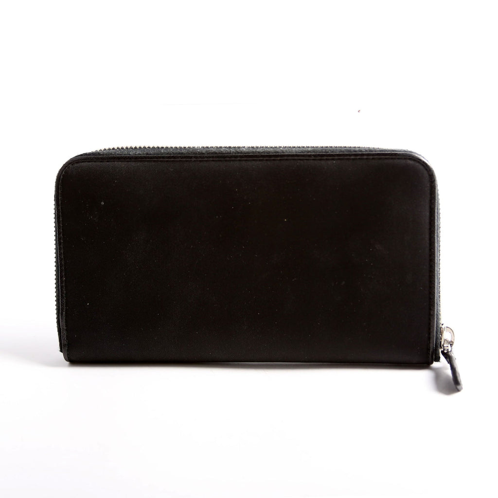 Nylon Long Zip Around Wallet Black