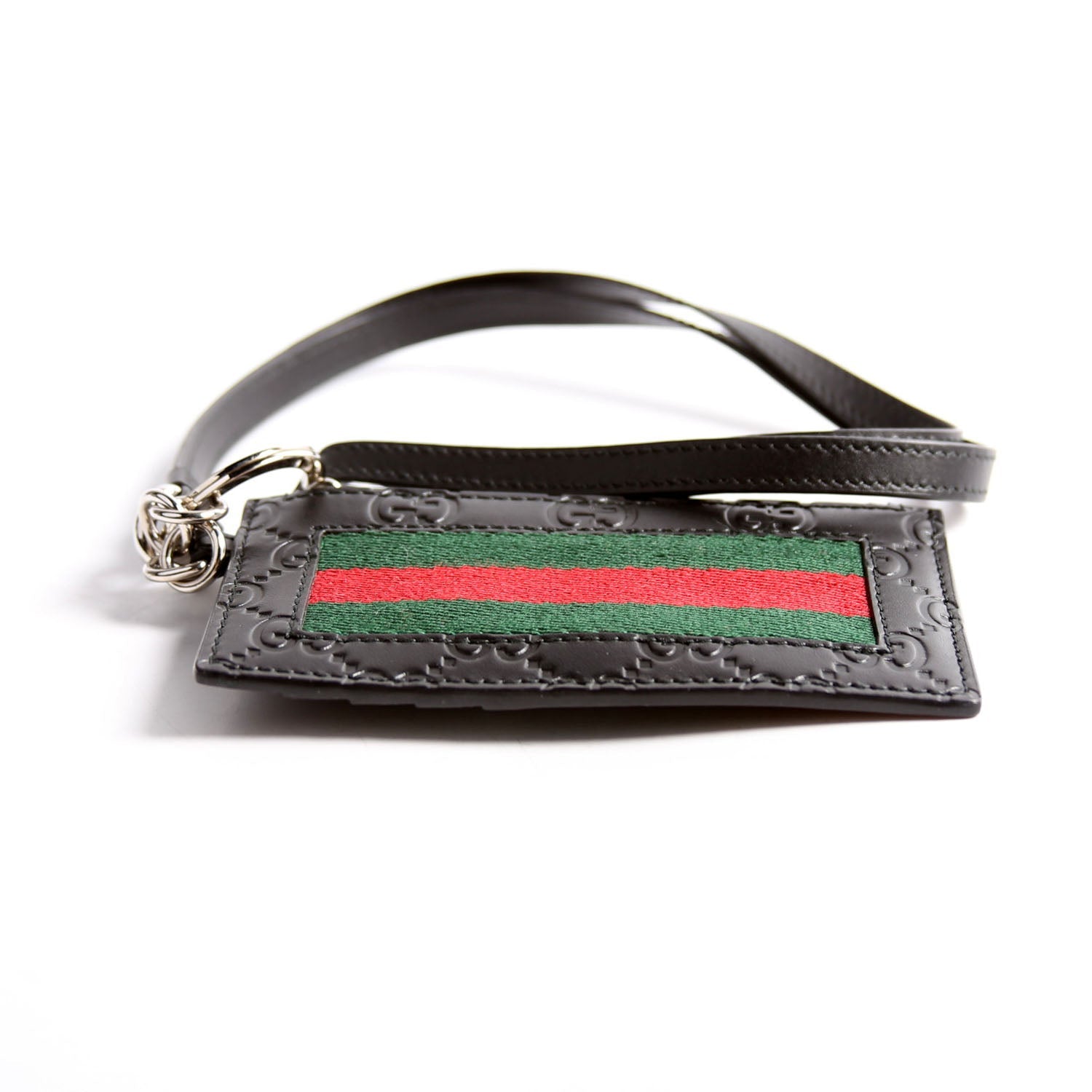 523815 Guccissima Lanyard Card Case Black