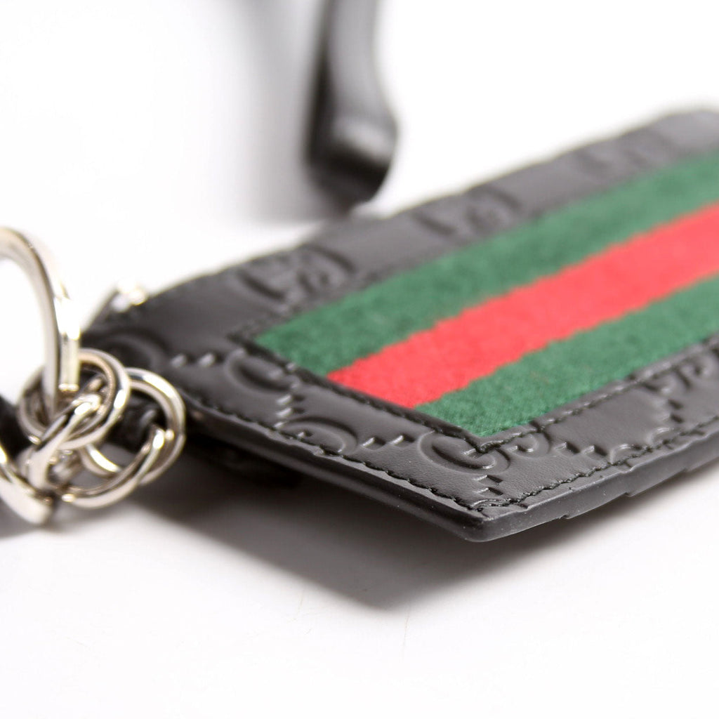 523815 Guccissima Lanyard Card Case Black