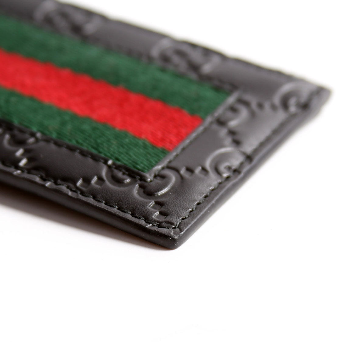 523815 Guccissima Lanyard Card Case Black