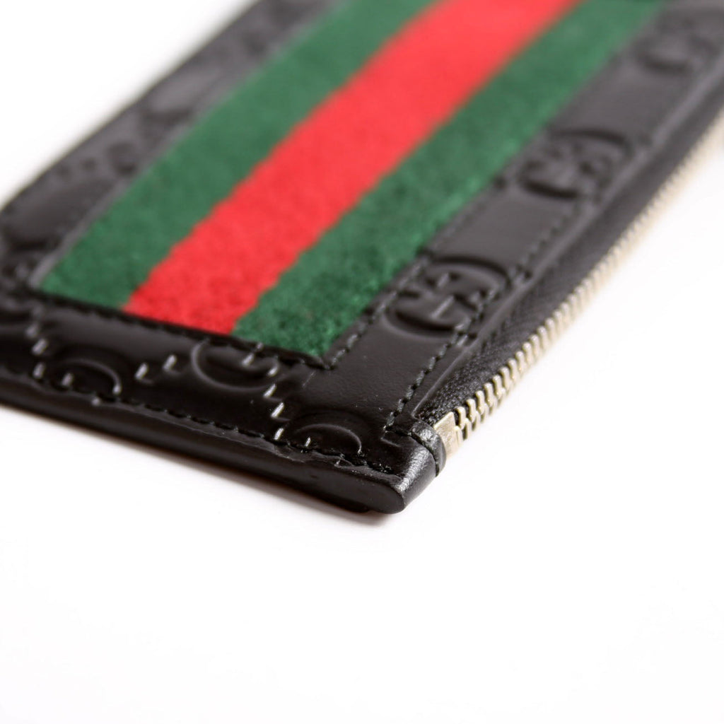 523815 Guccissima Lanyard Card Case Black