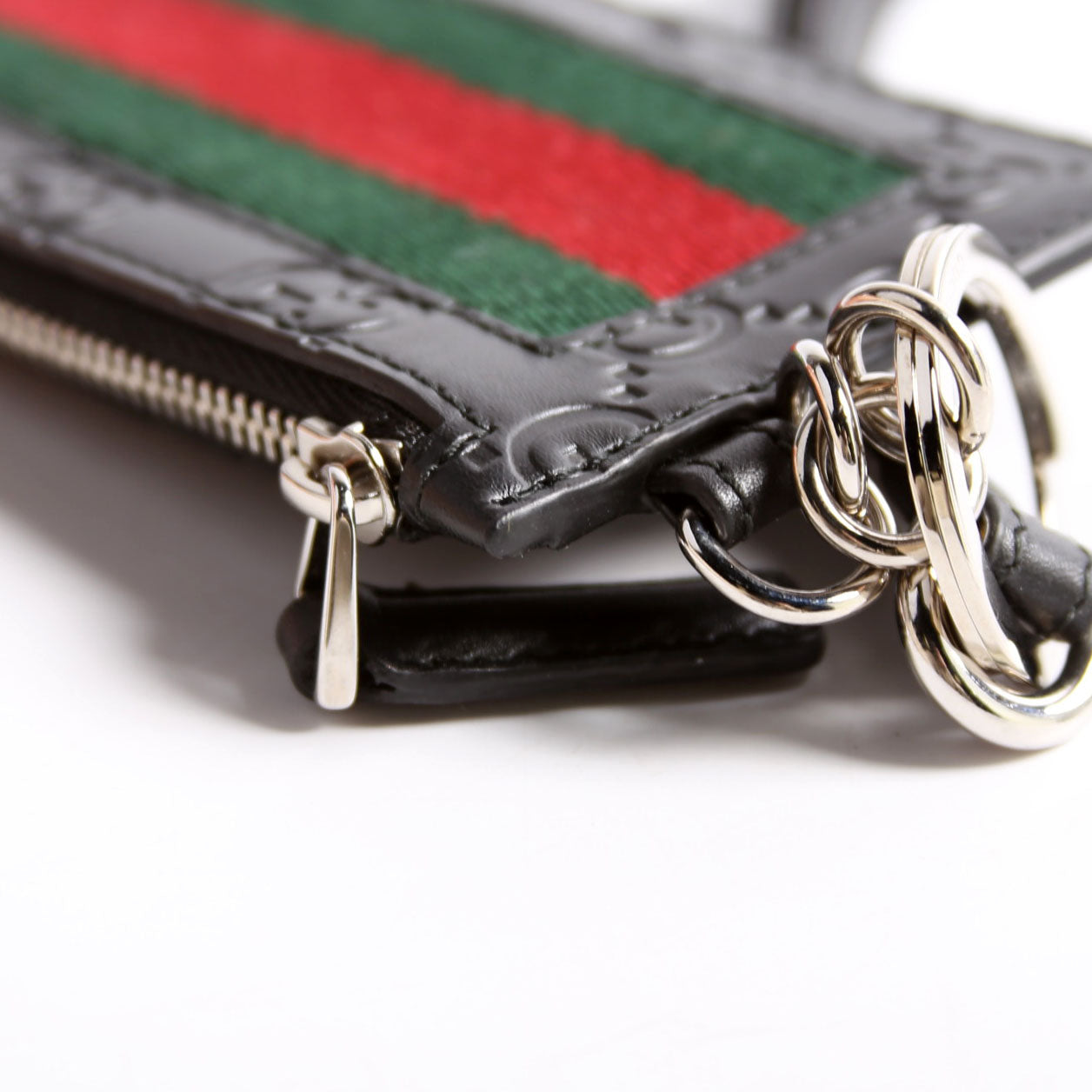 523815 Guccissima Lanyard Card Case Black
