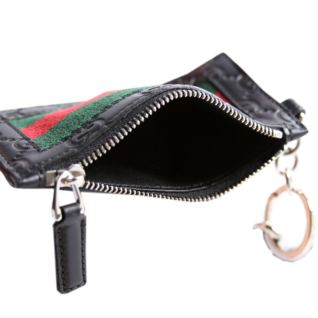 523815 Guccissima Lanyard Card Case Black