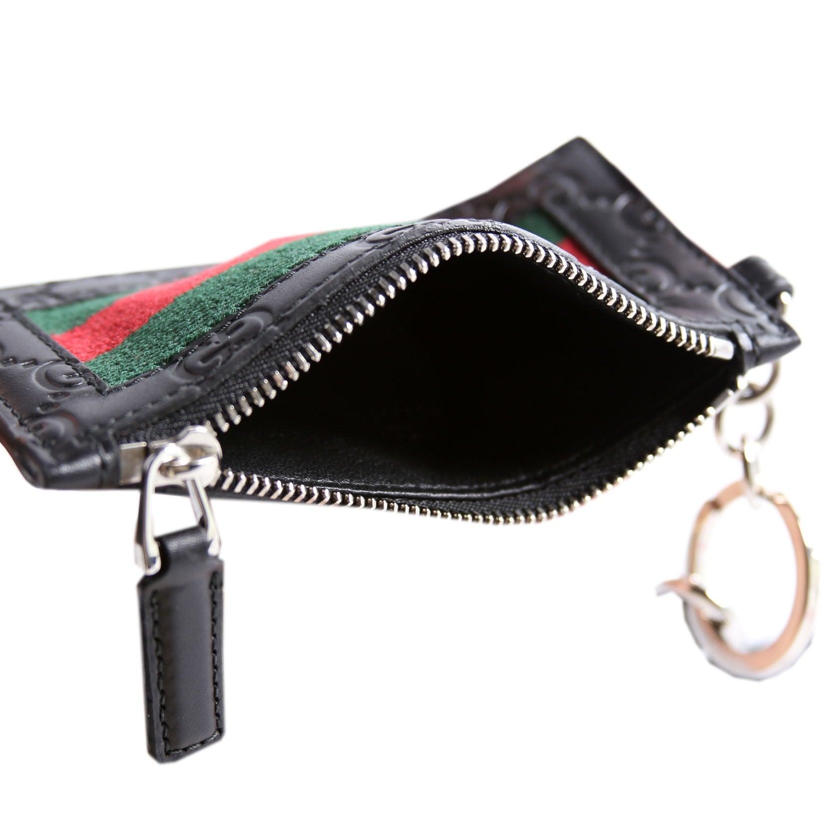 523815 Guccissima Lanyard Card Case Black