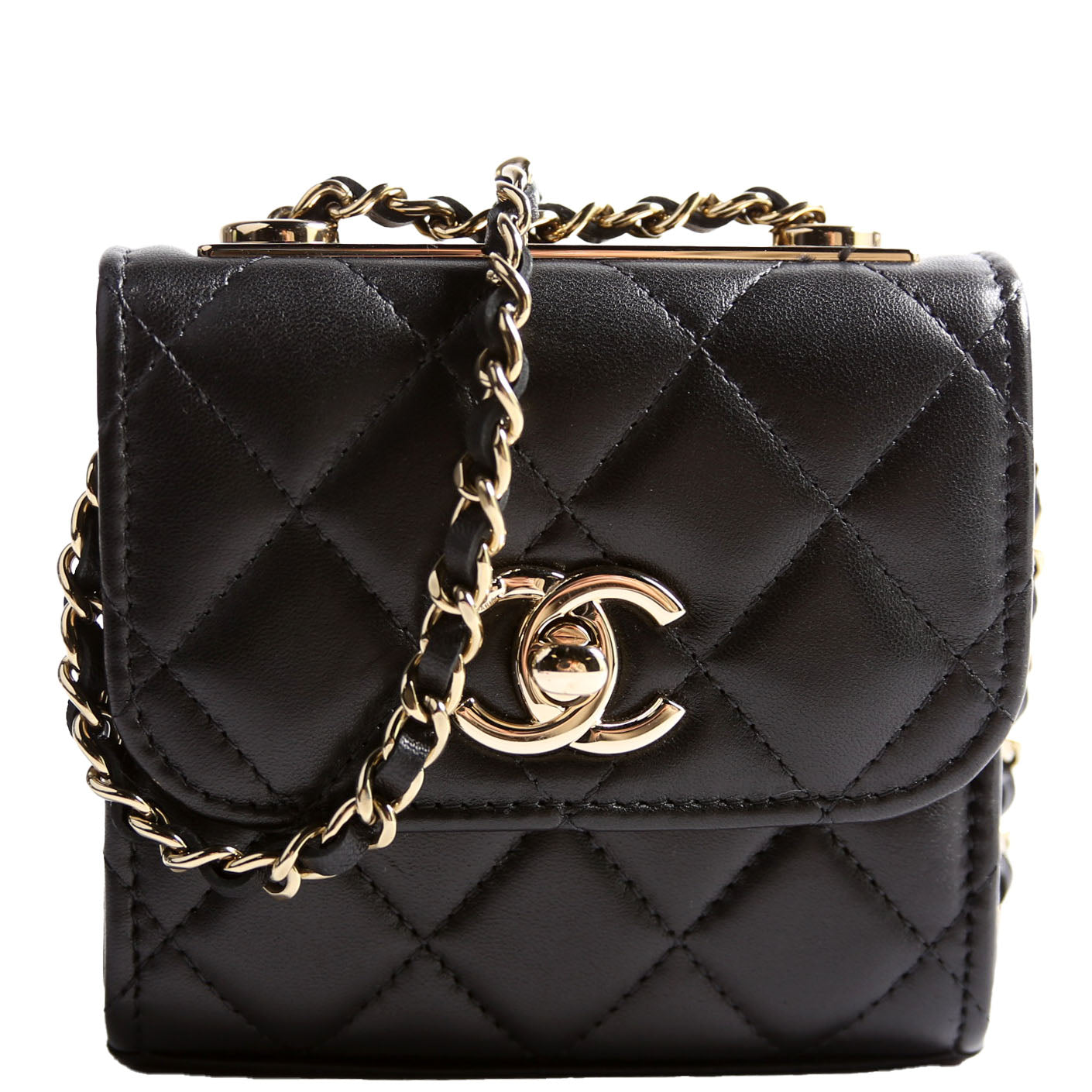 Trendy CC Clutch With Chain Quilted Lambskin 32M Black