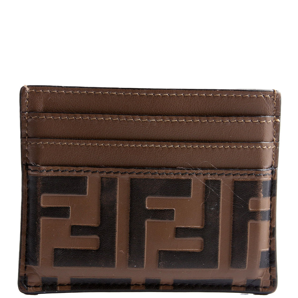 8M0445 FF Leather Card Holder Brown