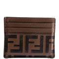 8M0445 FF Leather Card Holder Brown