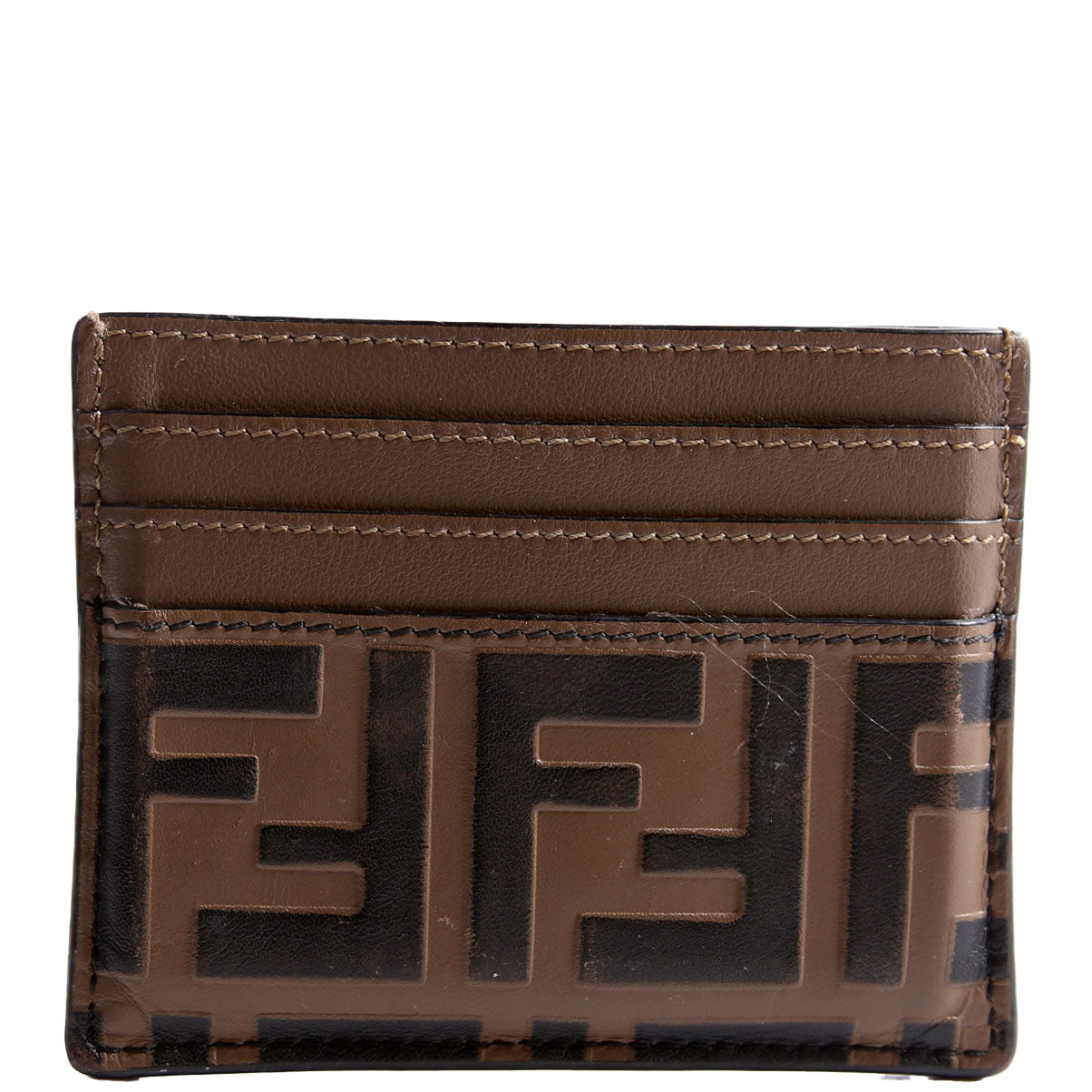 8M0445 FF Leather Card Holder Brown