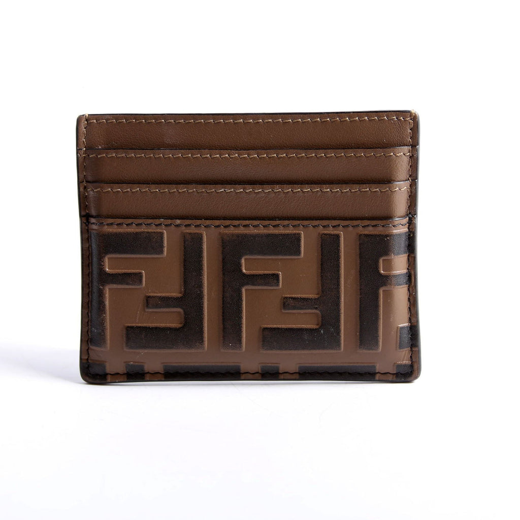 8M0445 FF Leather Card Holder Brown
