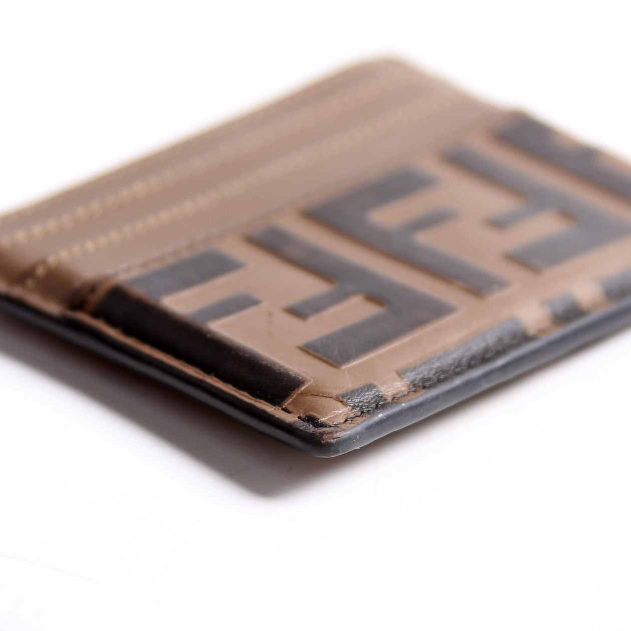 8M0445 FF Leather Card Holder Brown