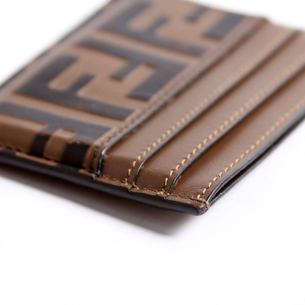 8M0445 FF Leather Card Holder Brown