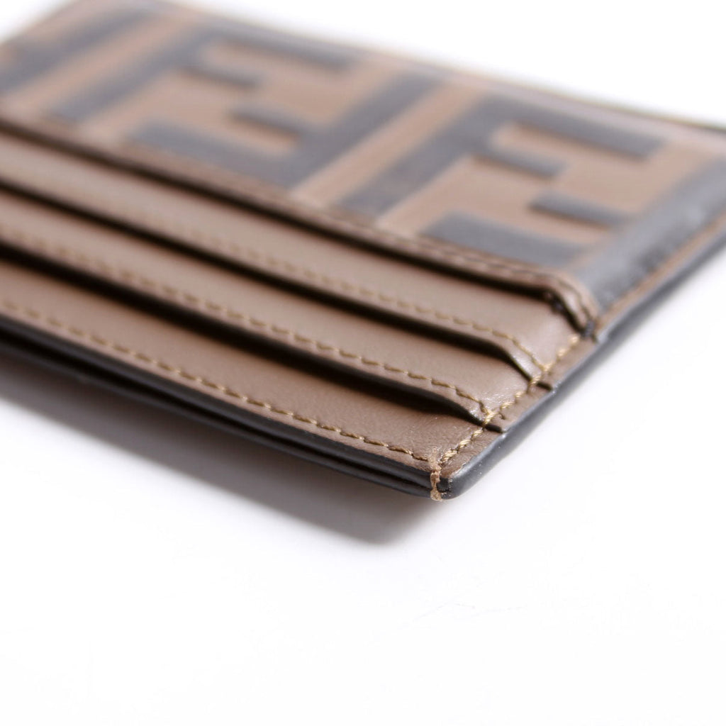 8M0445 FF Leather Card Holder Brown