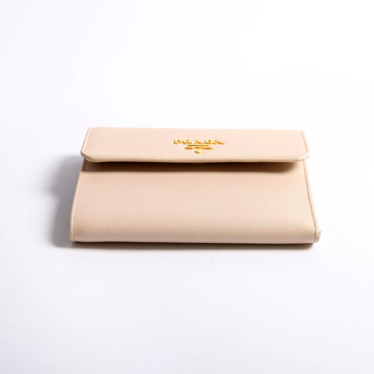 1M0170 Saffiano Trifold Wallet Beige