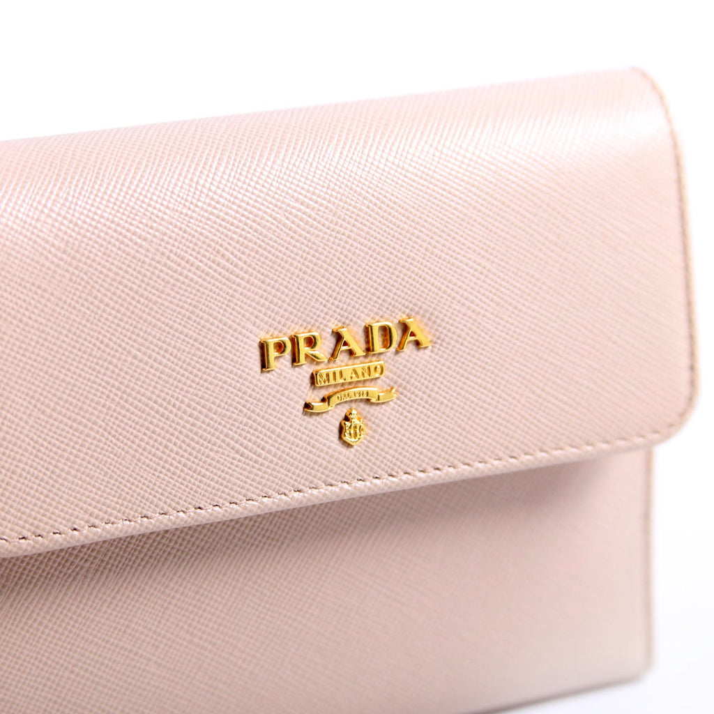 1M0170 Saffiano Trifold Wallet Beige