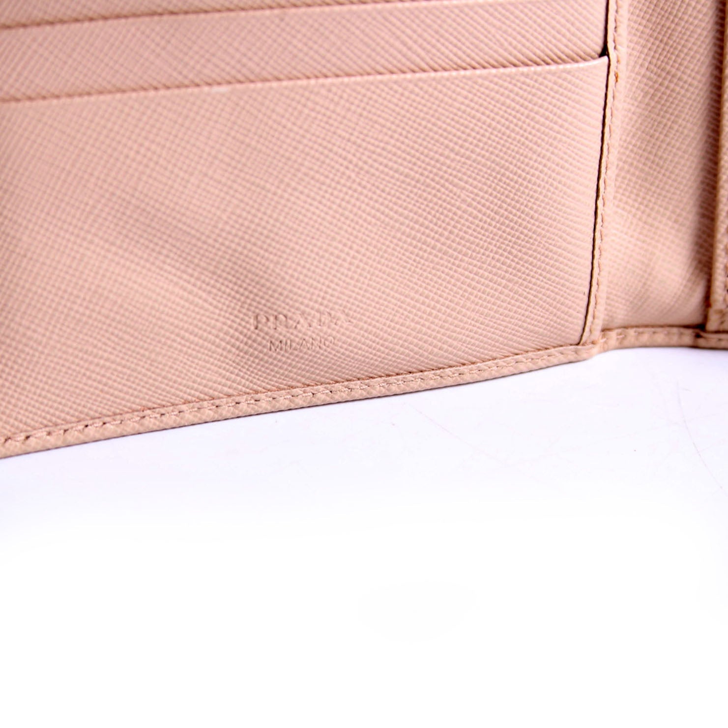 1M0170 Saffiano Trifold Wallet Beige