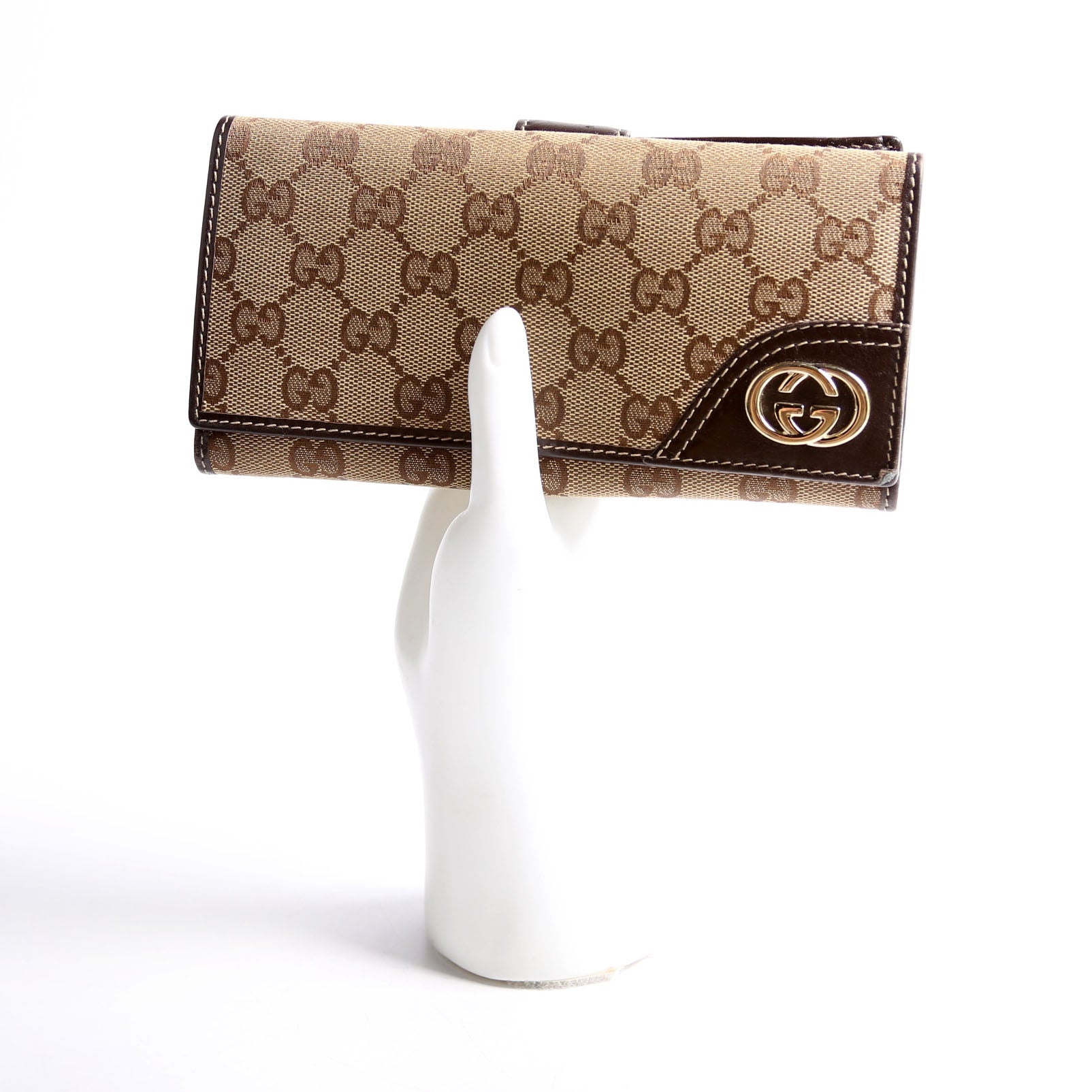 181593 GG Canvas Britt Continental Wallet Brown