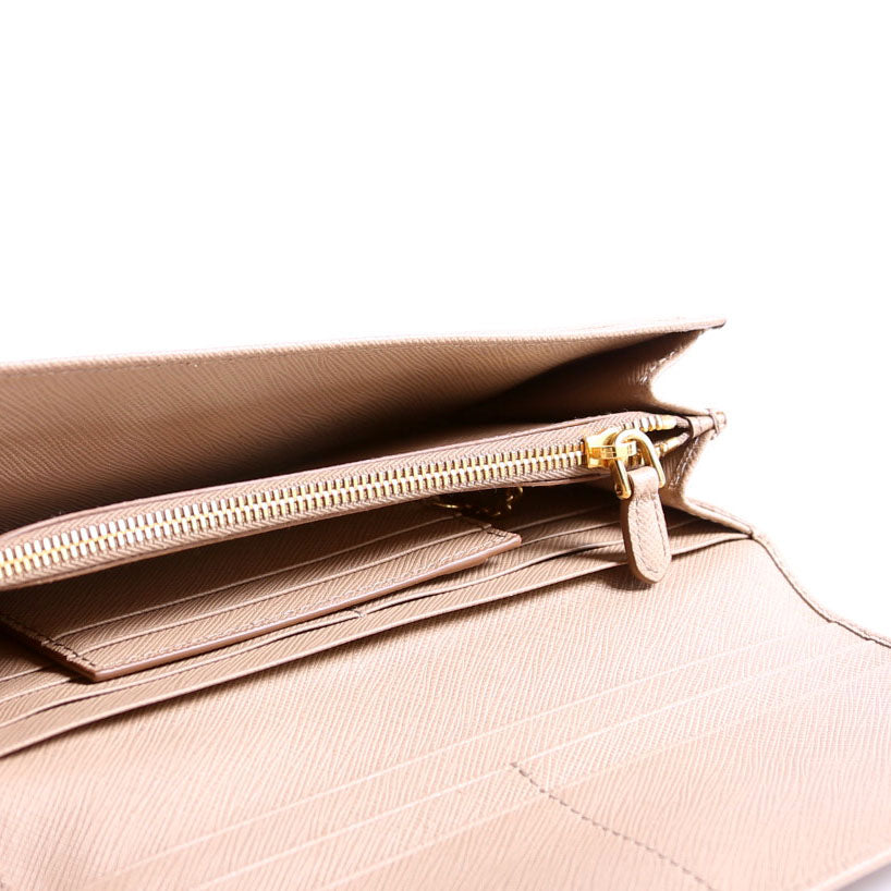 Saffiano Lux Continental Wallet Beige