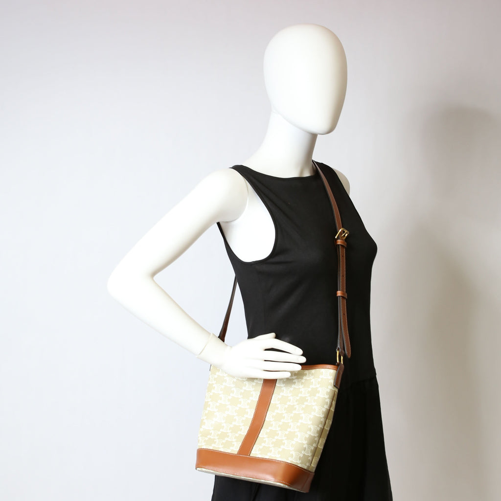 Triomphe Small Bucket Bag Tan