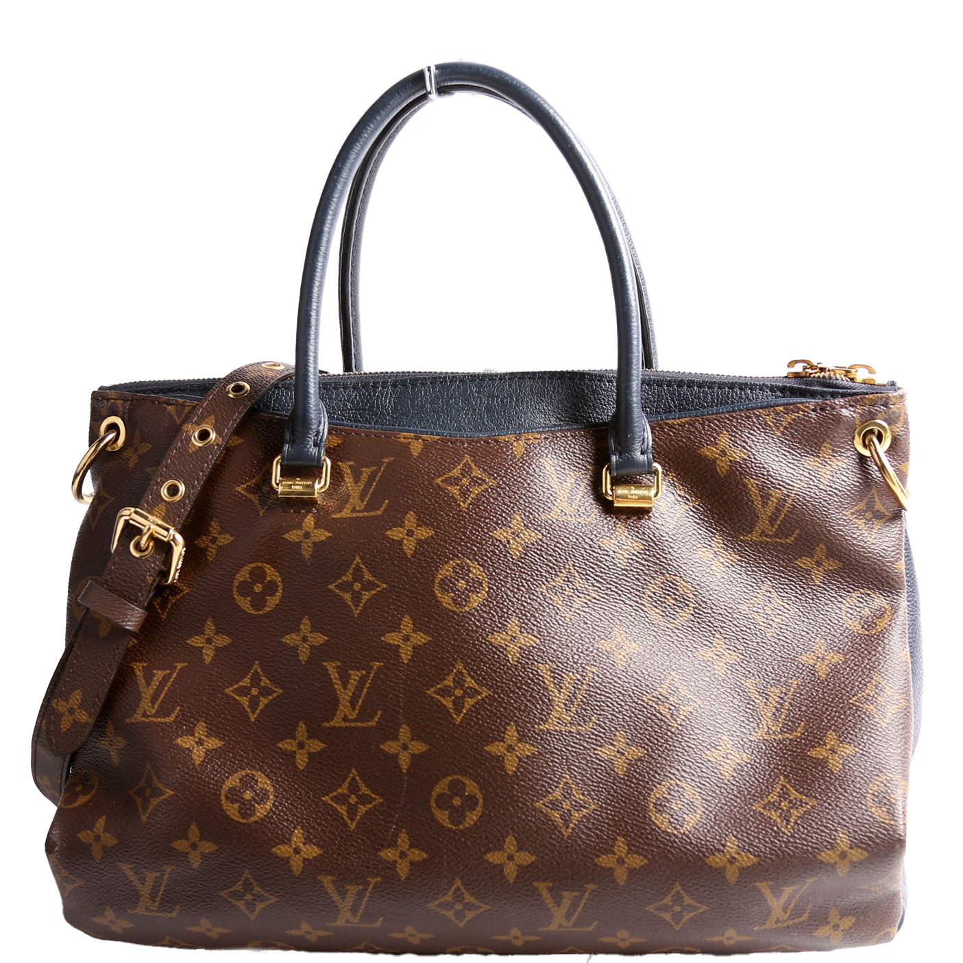 Pallas Tote Monogram Leather Side Navy