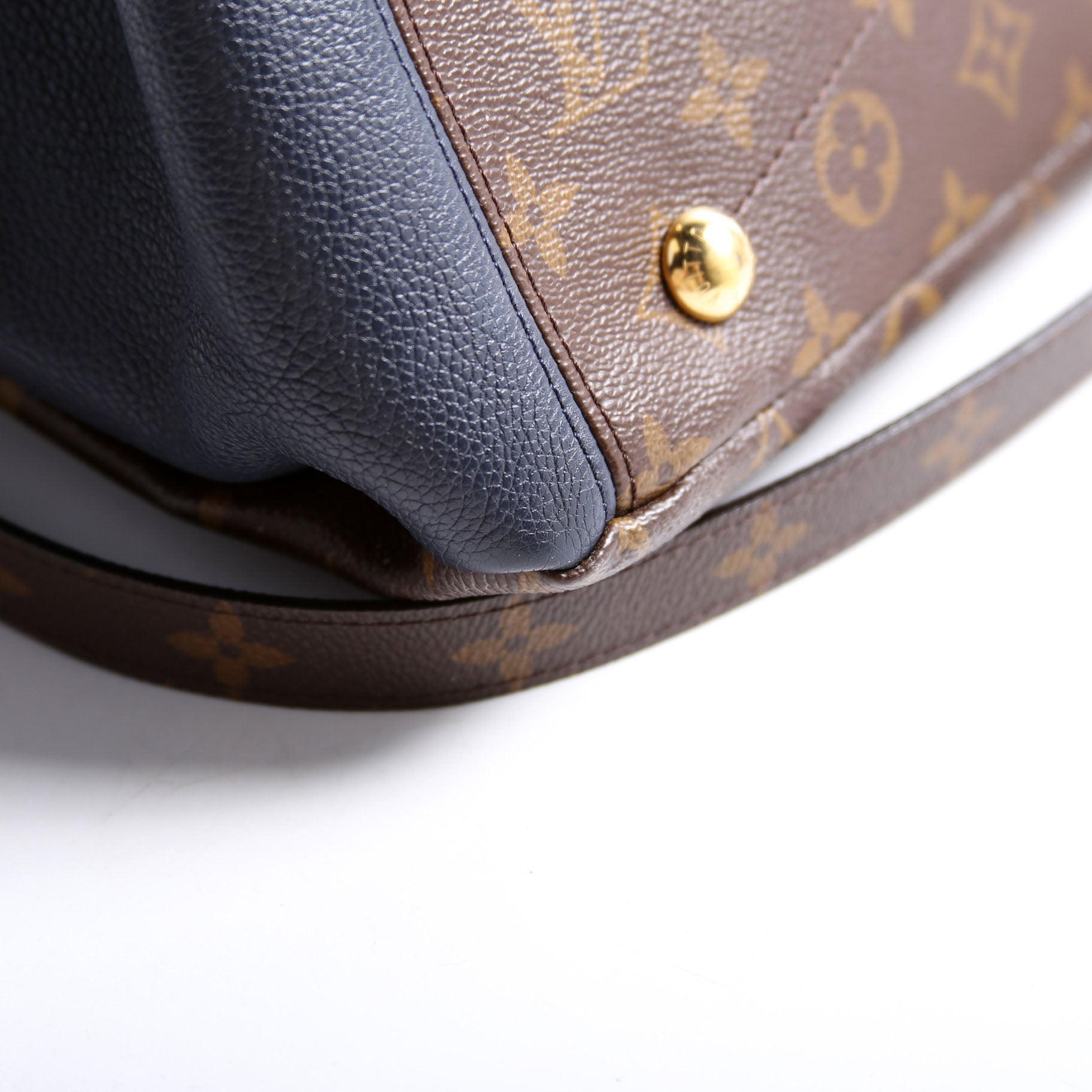 Pallas Tote Monogram Leather Side Navy