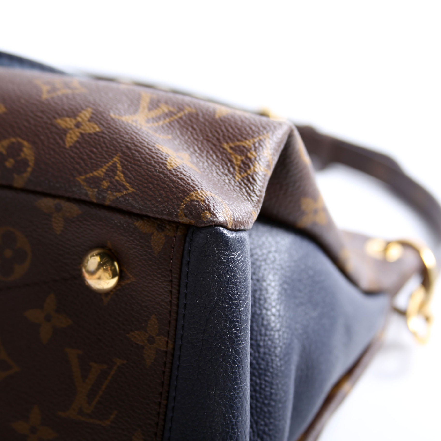 Pallas Tote Monogram Leather Side Navy