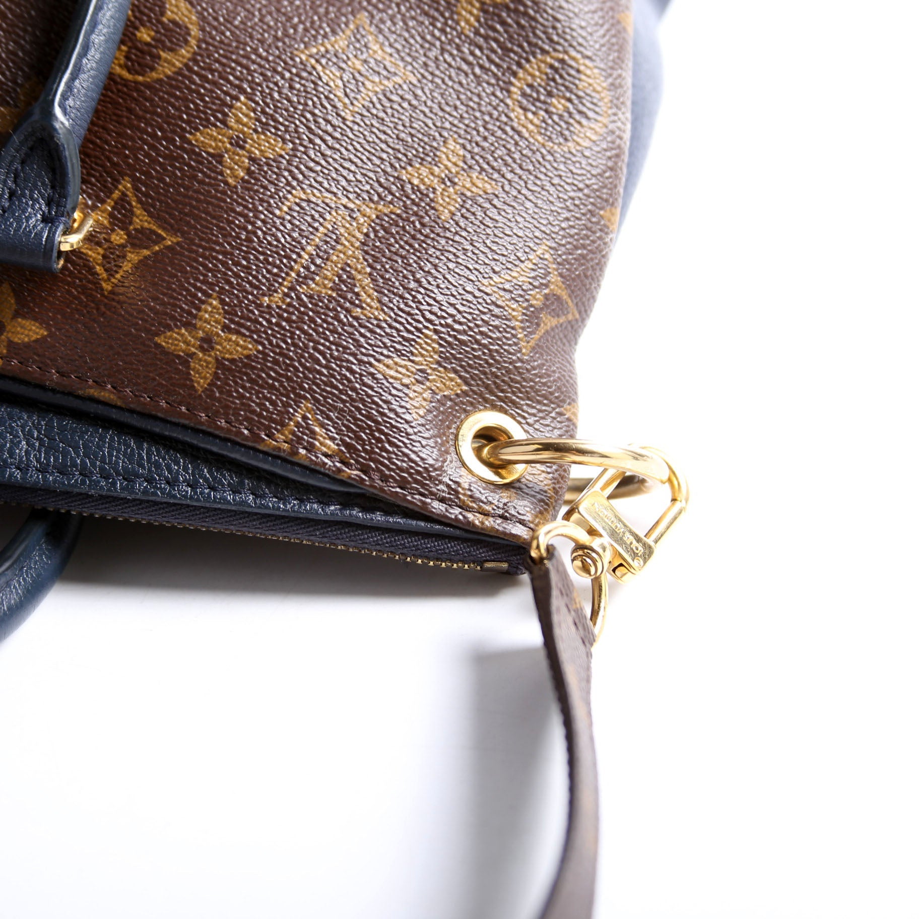 Pallas Tote Monogram Leather Side Navy
