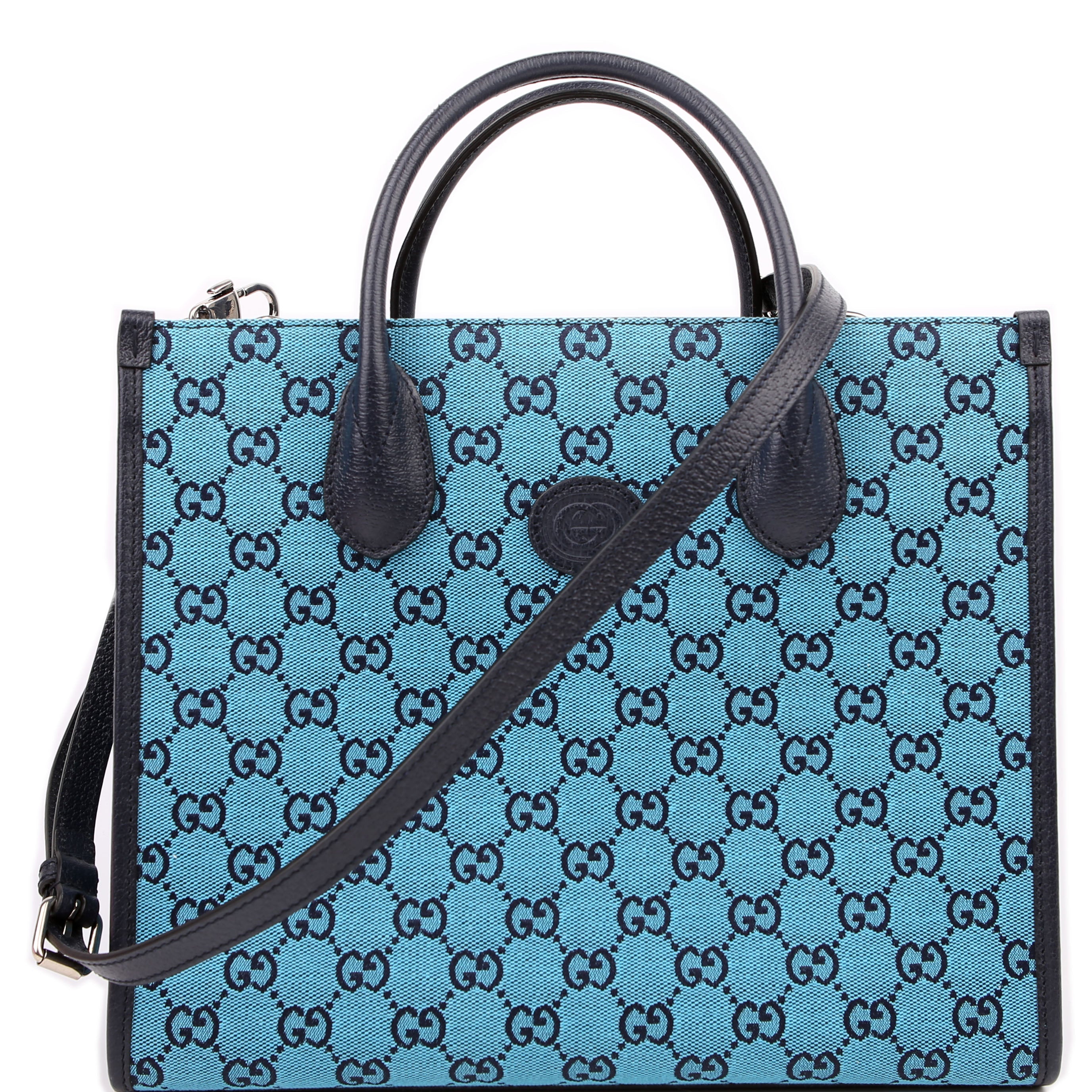 Gucci 659983 GG Canvas Interlocking GG Small Tote Blue