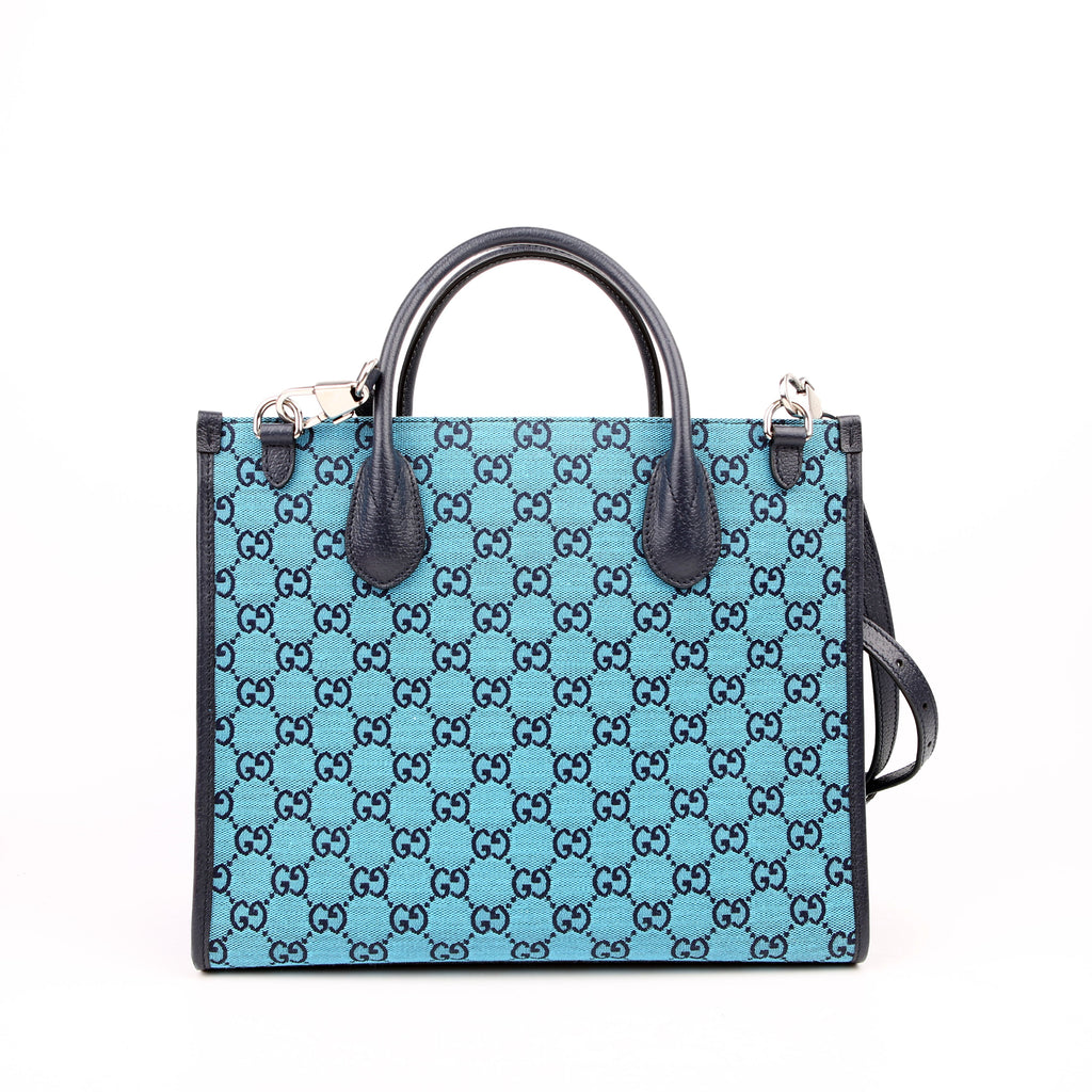 Gucci 659983 GG Canvas Interlocking GG Small Tote Blue