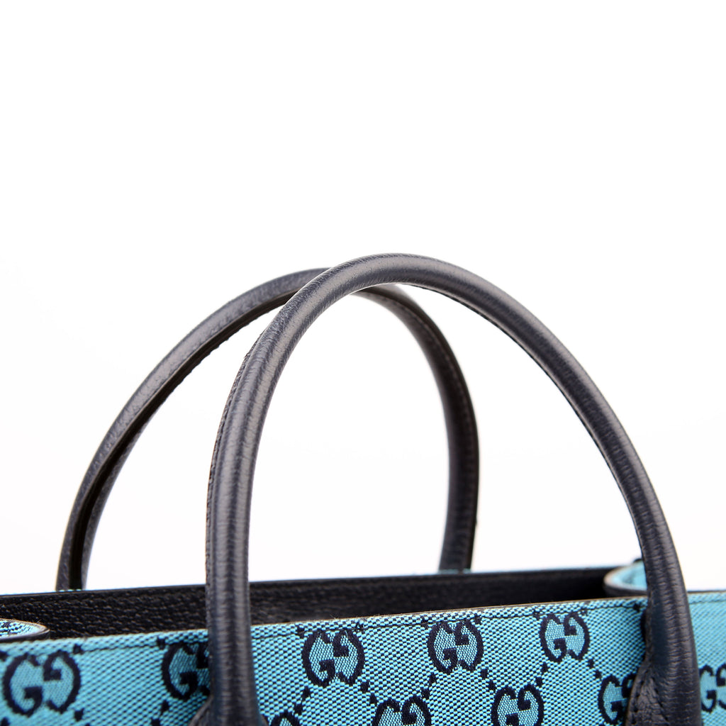 Gucci 659983 GG Canvas Interlocking GG Small Tote Blue