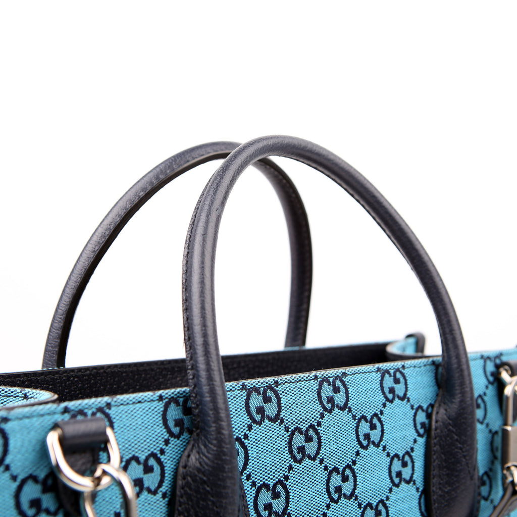 Gucci 659983 GG Canvas Interlocking GG Small Tote Blue