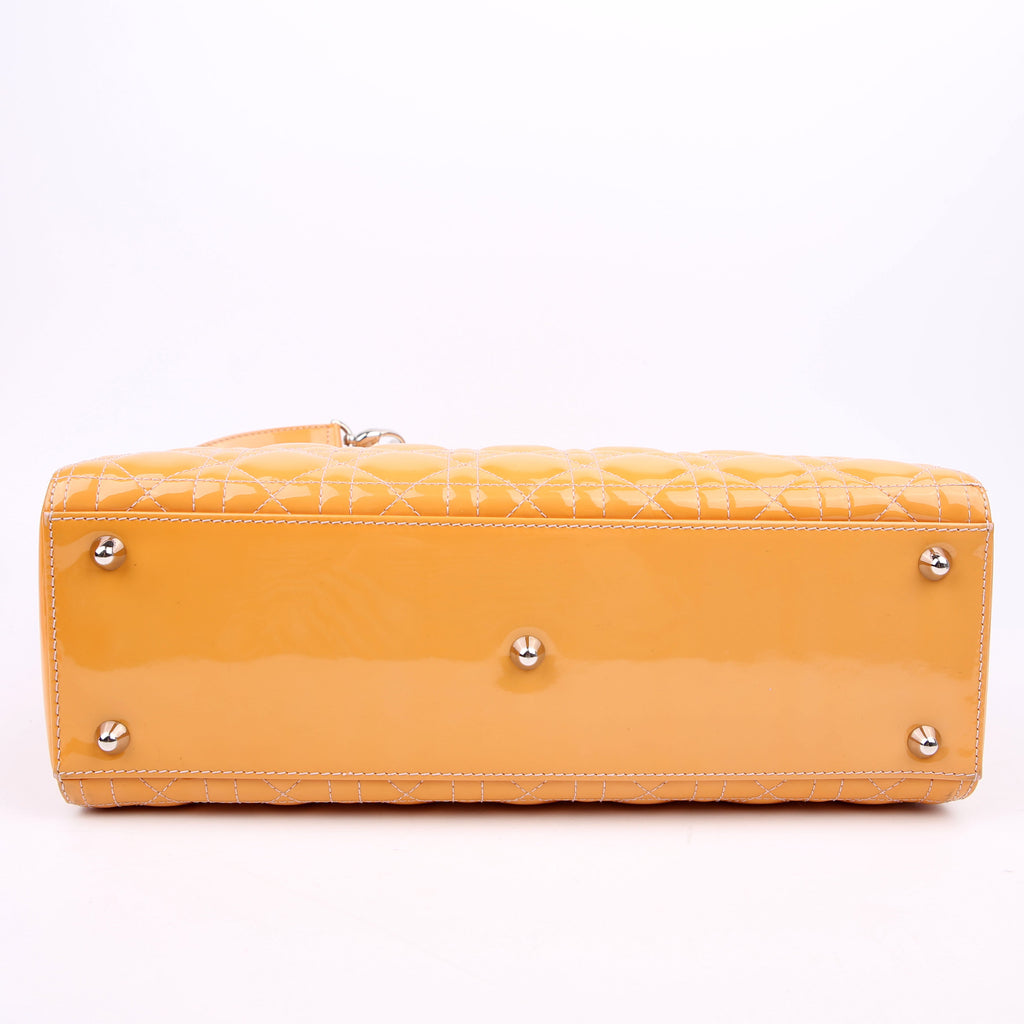 Dior Lady Dior Large Cannage Patent Yellow