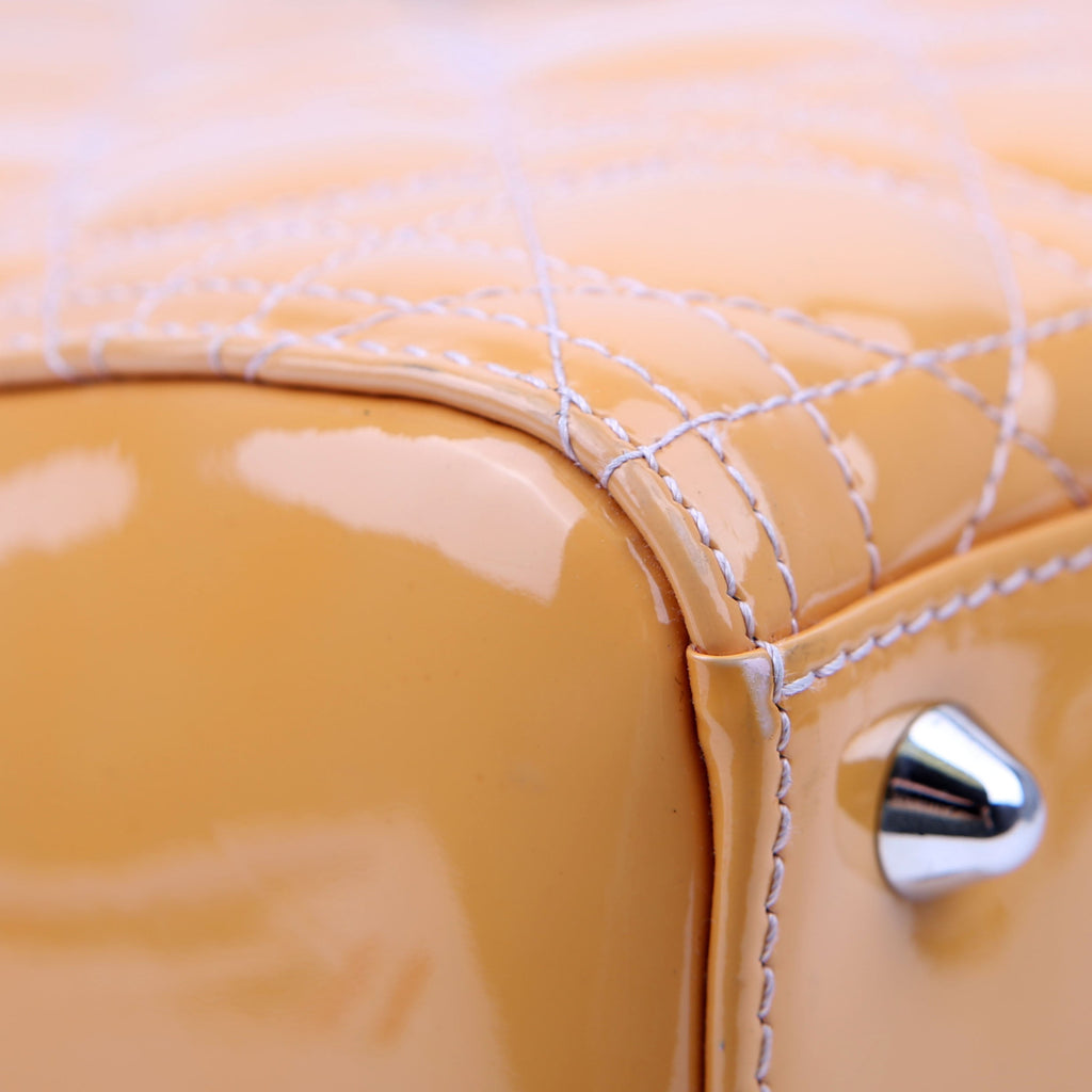 Dior Lady Dior Large Cannage Patent Yellow