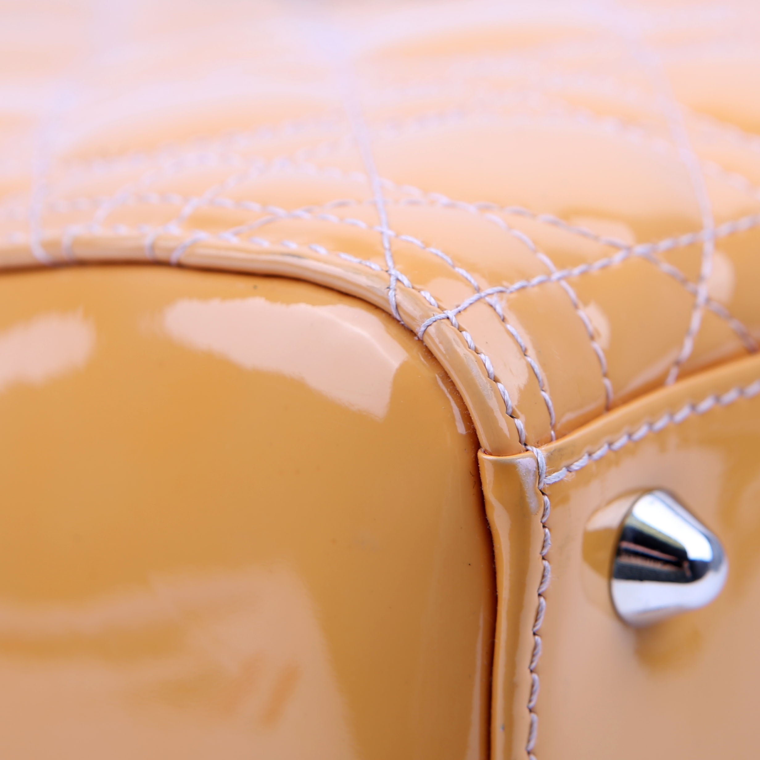 Dior Lady Dior Large Cannage Patent Yellow