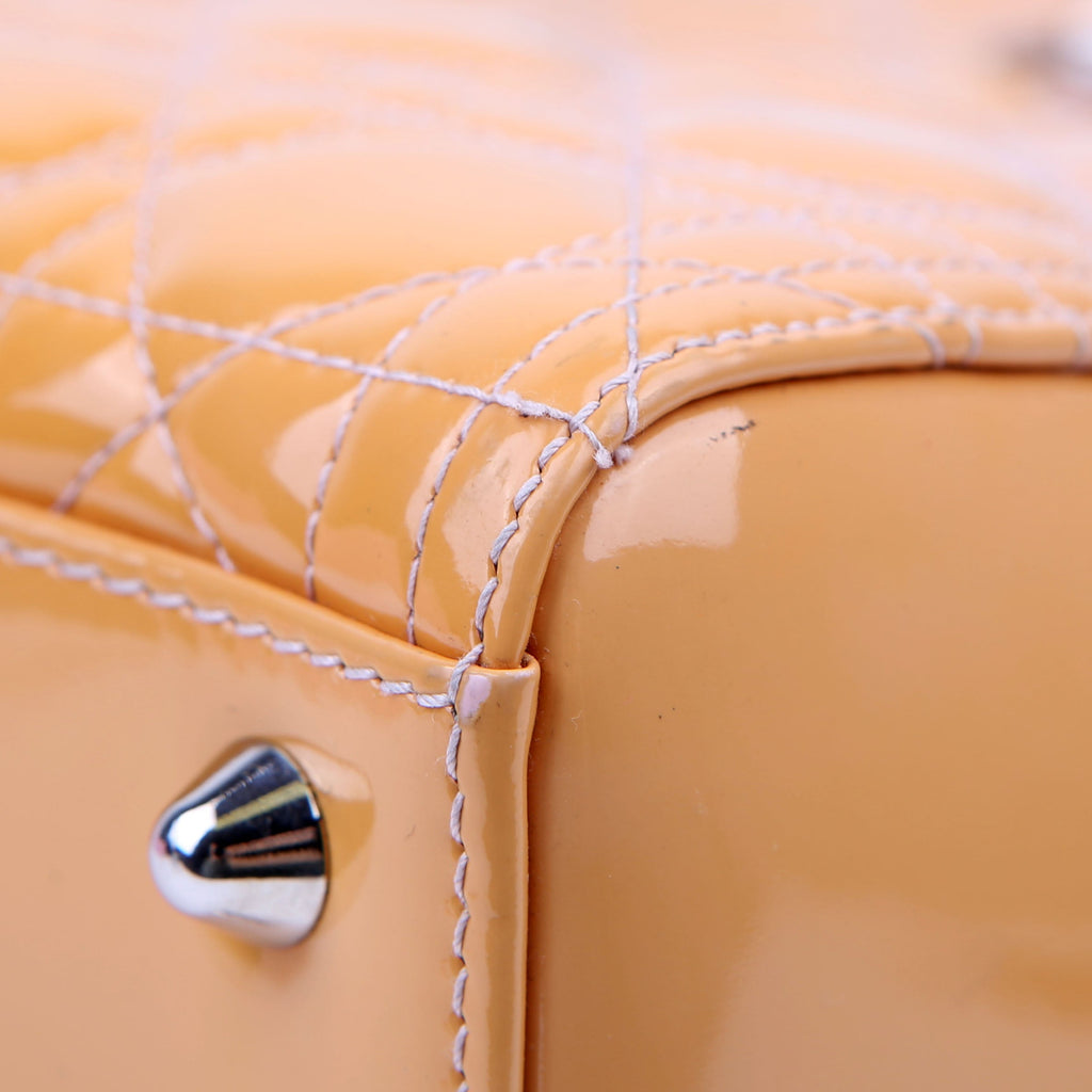 Dior Lady Dior Large Cannage Patent Yellow