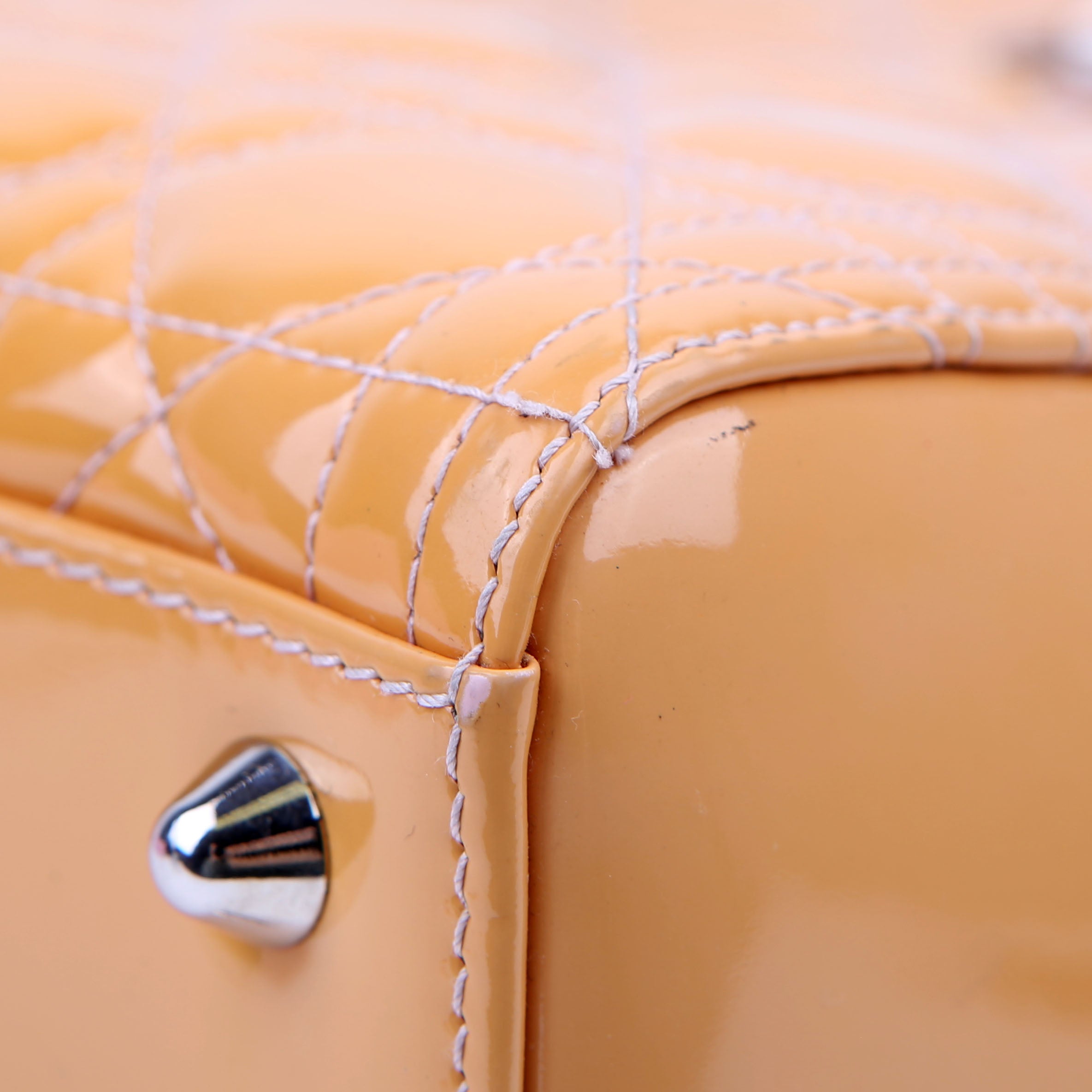 Dior Lady Dior Large Cannage Patent Yellow