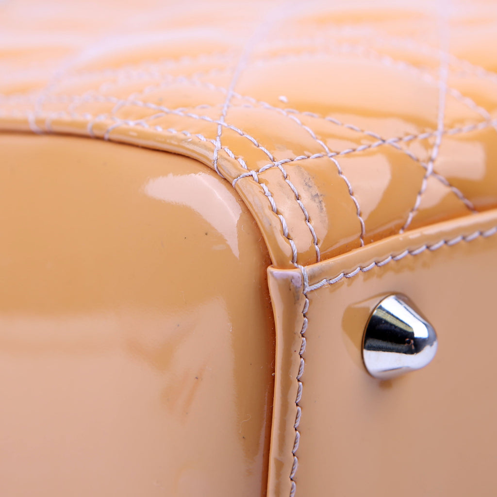 Dior Lady Dior Large Cannage Patent Yellow